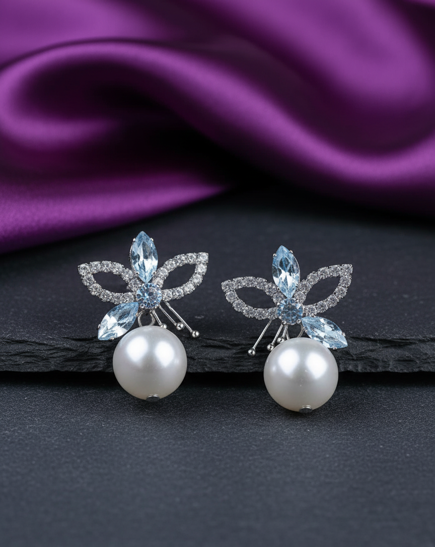 Floral Pearl Drop Earrings