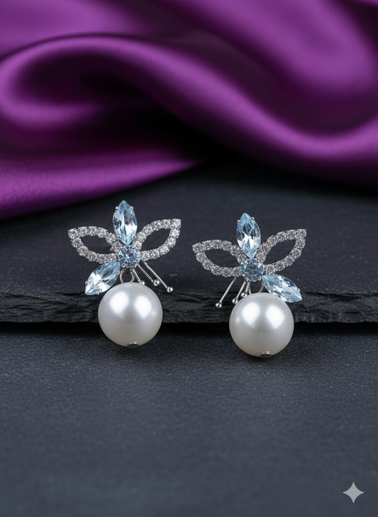 Floral Pearl Drop Earrings