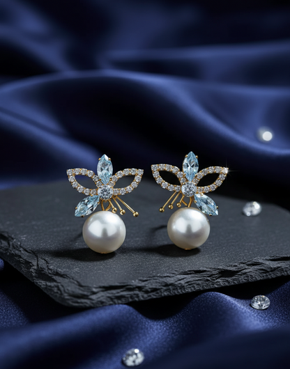 Floral Pearl Drop Earrings