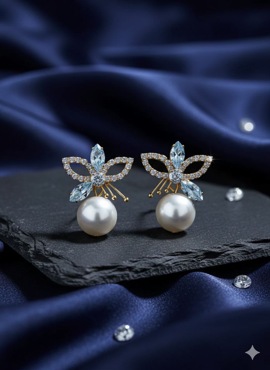 Floral Pearl Drop Earrings