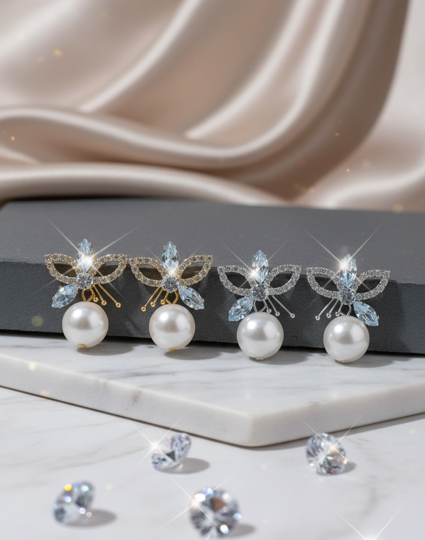 Floral Pearl Drop Earrings
