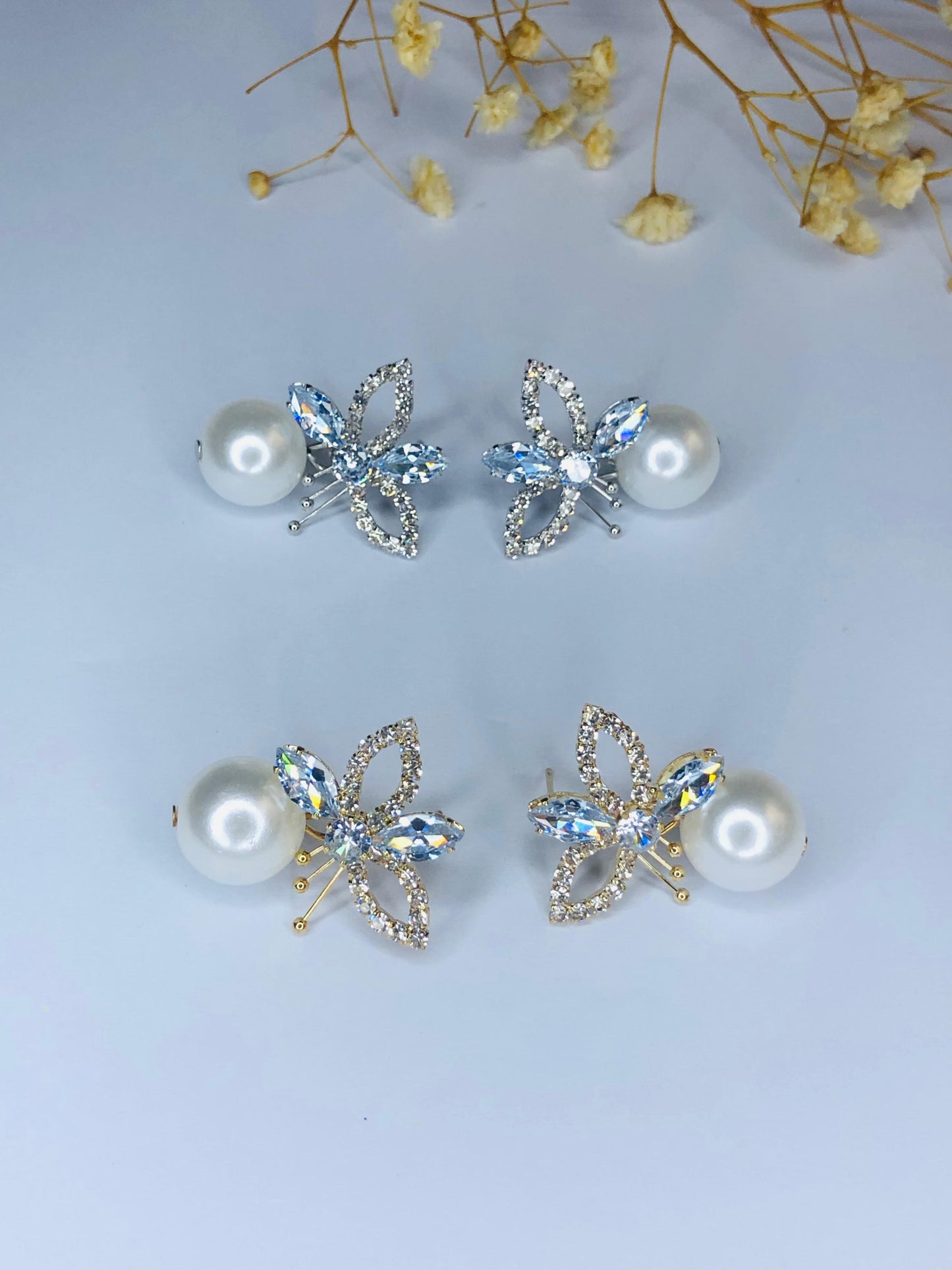 Floral Pearl Drop Earrings