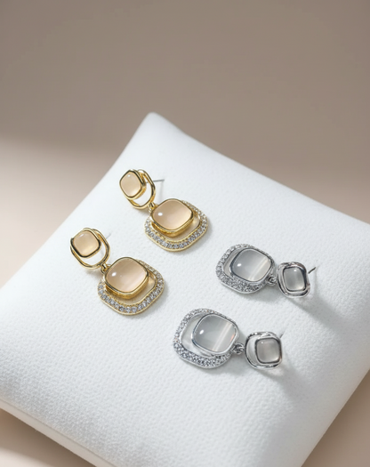 Gold-plated zircon earrings for women with brilliant sparkle and elegant design.