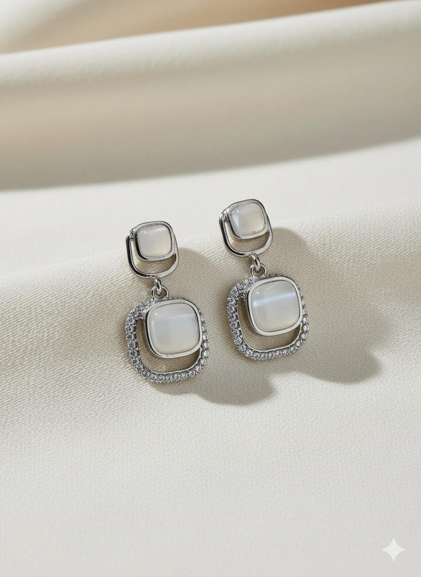 Lightweight daily wear zircon earrings with high-quality silver base.